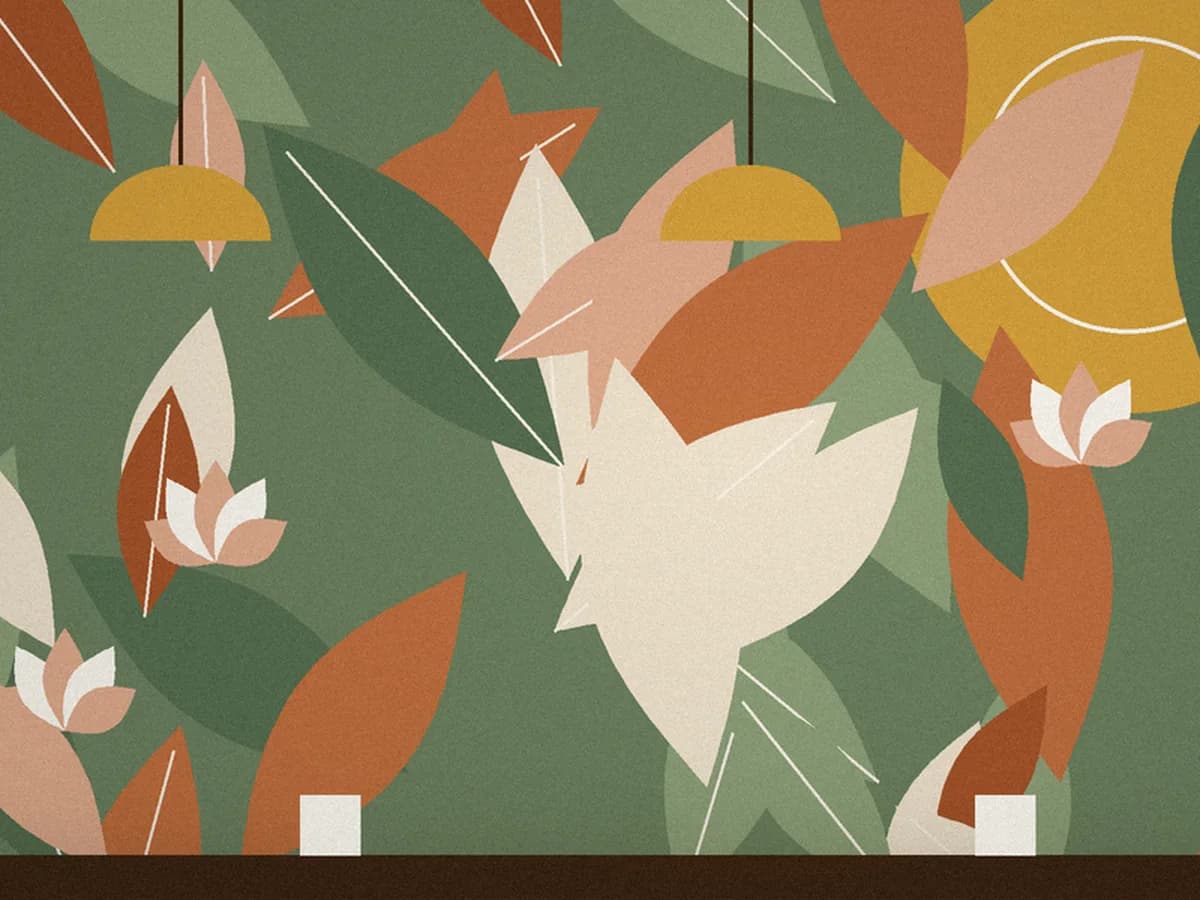 Detail of layered leaves and lotus motifs